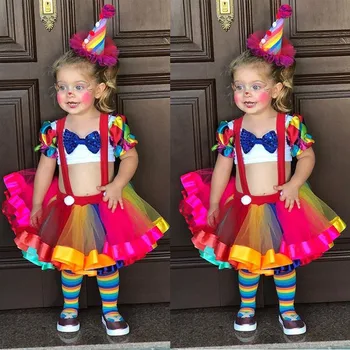 Pudcoco Toddler Copii Baby Girl Haine Colorate Arc Topuri de Cultură Suspensor Fusta de Moda bebe fete Tinute de Petrecere Îmbrăcăminte set 1-6Y