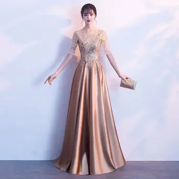 Halat de serată de Aur Elegant Dantela-up Mult Formală În 2020, Noile Rochii de Seara Plus Size Banchet Vestido de festa Bal, rochii de Petrecere