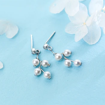 MloveAcc Argint 925 Frumusețe Elegant Alb Perla Picătură Cercei Spumante CZ Bijuterii de Argint Sterlină