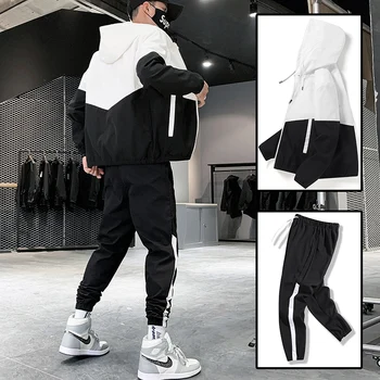 Dropshipping Mozaic Hip Hop Casual pentru Bărbați Seturi 2020 Stil coreean 2 Seturi de Piese de Haine Barbati Streetwear Fitness Masculin Trening