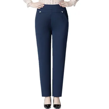 Primavara Toamna Femei Pantaloni New Solid Elastic de Înaltă talie Pantaloni Drepte Casual Plus Dimensiune 5XL 6XL Mamă de vârstă Mijlocie, Femei Pantaloni