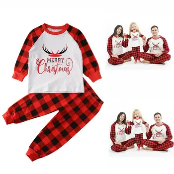 PUDCOCO 2019 Familie de Potrivire pentru Adulți Copii de Craciun Pijama Set Xmas Pijamale Pijamale Pijamale Seturi de Haine 2-8T