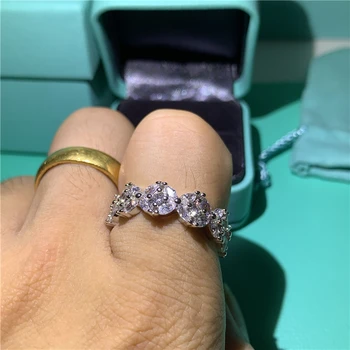 Vintage Promit Inel de Nunta reale Argint 925 Logodna Trupa Inele cu Diamante Pentru Femei Bijuterii Deget