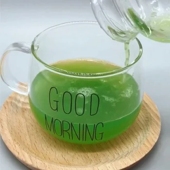 Bună Dimineața Transparent de Sticlă Creative Cafea, Ceai, Băuturi Desert, mic Dejun Lapte Cana Cani de Sticla Cu Maner si Capac