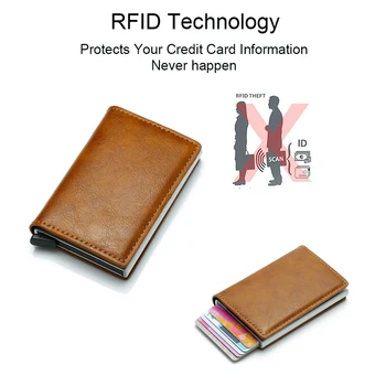 RFID Blocking Bărbați Portofele Anti-Furt Titularul Cardului de Credit pentru Masculin Scurt Pungă Banca de IDENTITATE a Titularului Cardului de Afaceri din Piele PU Sac de Bani