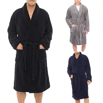 Omul Halat de Iarna de Lungă, Halat de baie Masculin Excelente de Fibre de Poliester Pijama, camasa de noapte, Pijamale Barbati Mantie Moale