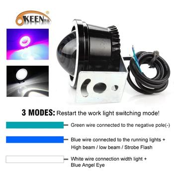 OKEEN rezistent la apa 2,5 inci 24W LED-uri lampa de Lucru 12V Angel Eyes Led-uri Faruri pentru Motociclete High Low Beam Flash Combo Far 24V