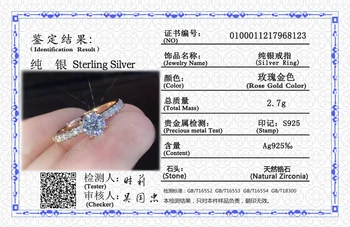 YANHUI Cu Certificat de Moda a Crescut de Culoare de Aur S925 Timbru Inel Argint Alb Cristal Zirconia de Nunta Inele de Logodna