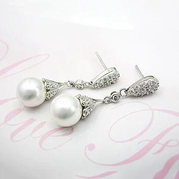De Lux De Lux Lung Legăna Argint 925 Cristale&Perle Cercei Pentru Femeile De Sex Feminin Aniversare De Nunta Bijuterii