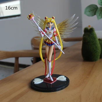 16cm Anime Sailor Moon Cifrele de Acțiune PVC Sailor Moon Figura Set Aripi Decorare Tort de Colectare Model de Păpușă Jucărie Cadouri pentru Copii
