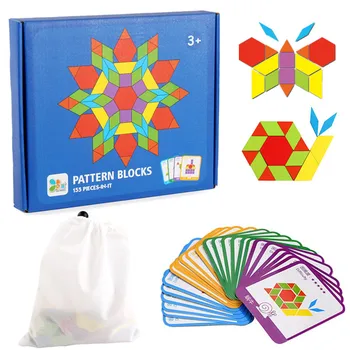Montessori 155pcs Lemn Jigsaw Puzzle Set de Bord Colorat Copilul Montessori Jucarii Educative pentru Copii de Învățare Dezvoltarea Jucărie
