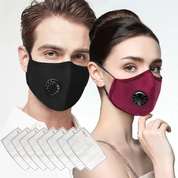 2 buc Fata de Gura Masca de 8x filtre Mouthmask Anti-Infecție cu Carbon activ Anti-praf Cu Supapa de Aer Masca de fata Lavabile Refolosibile