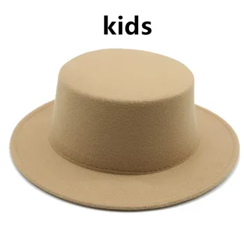 Pălării fedora copii margine largă culoare solidă copil pălărie de iarnă de toamnă mici 53-54cm felted pentru copii drăguț rochie de nunta formala femei pălărie
