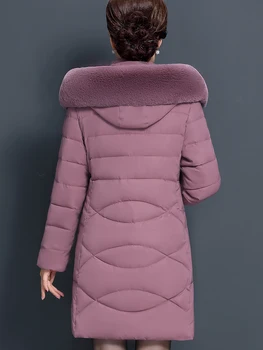 Femei jacheta de iarna de vârstă mijlocie și vârstnici bumbac căptușit haine femei culoare solidă mama haina femei top coat plus dimensiune