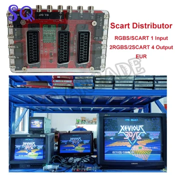 Caz acrilic Mini Distribuitor SCART Video Converter RGBS/SCART 1 În 2RGBs/SCART 4 Auto EUR Separator de conversie de bord Dispozitiv