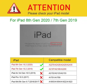 Trifold din Piele Smart case pentru iPad 10.2 8-a generație Subțire Translucid PC Capacul din Spate pentru iPad 10.2 2020 A2270/A2428/A2428/A242