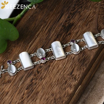 925 Sterling Silver Pearl shell-Piatra Brățări Brățări Bijuterii Fine pentru Femei Geometrice Zircon Brățară Simplă Modă Cadou
