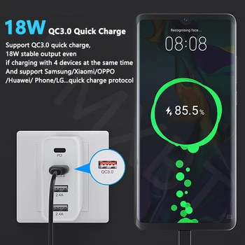 48W Multi USB de Tip C PD Încărcător QC 3.0 Rapid Încărcător de Perete Pentru Samsung iPhone 11 Huawei Tableta de Încărcare Rapidă sursă de Alimentare Adaptor