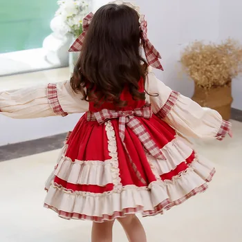 Stil Spaniol Lolita Rochie De Fete Pentru Copii Puff Maneca Fluture Genunchi Lungime Rochii De Bal Minunat Dulce Pentru Copii Fete Rochii De Petrecere