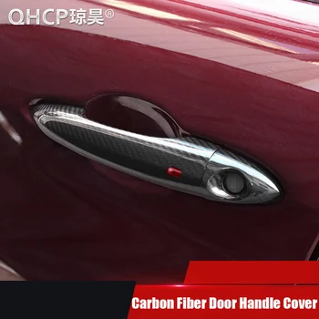 QHCP Masina Mânerului Exterior al Portierei Rama de Acoperire Autocolant Ornamente Apuca Protector de Carbon Fifber 8Pcs Pentru Alfa Romeo Giulia Stelvio 2017