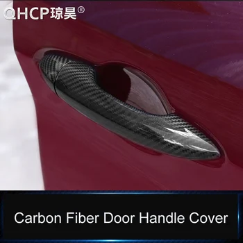 QHCP Masina Mânerului Exterior al Portierei Rama de Acoperire Autocolant Ornamente Apuca Protector de Carbon Fifber 8Pcs Pentru Alfa Romeo Giulia Stelvio 2017