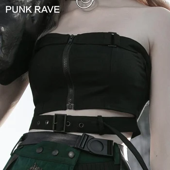 PUNK RAVE Fata Locomotivei Sexy T-shirt Sentiment de Talie Bandaj de Sus Harajuku Femei Rezervor Scurt Camis Streetwear