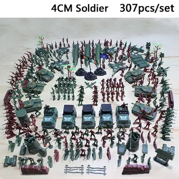 Kuulee 307pcs/lot Militare din Plastic Soldat Model de Jucărie Armata de Oameni Cifre Accesorii Kit Decor Play Set