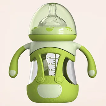 Cea mai bună Calitate din Sticlă biberon 240ML Silicon baby feeder Anti-toamna pentru Copii Hrănire Sticla Leakproof de Copil Nou-născut Sticla Feeder