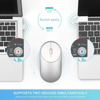 Tip C Mouse-ul fără Fir de Argint 2.4 G Wireless USB DPI Reglabil Toate Tip C Dispozitiv Mut faceți Clic Mat Mouse-ul fără Fir Pentru Laptop Mac