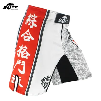 SOTF Alb Stil Japonez Imprimare Hohote Feroce Luptă de Fitness, pantaloni Scurți mma lupta pantaloni scurți Tiger Muay Thai box îmbrăcăminte pretorian