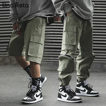 Una Reta 2 Moduri de a Purta Bărbați Pantaloni și pantaloni Scurți 2019 Noi buzunar cu Fermoar Hip Hop Pantaloni Joggers Moda pantaloni de Trening Barbati Streetwear