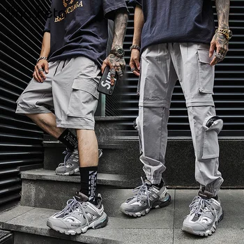 Una Reta 2 Moduri de a Purta Bărbați Pantaloni și pantaloni Scurți 2019 Noi buzunar cu Fermoar Hip Hop Pantaloni Joggers Moda pantaloni de Trening Barbati Streetwear