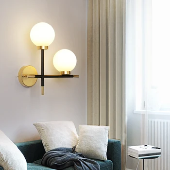 Nordic Art Tranșee E27 LED Lumina alb Minge de Sticlă de Perete corp de iluminat de Designer capete Duble Lampă de Perete Pentru Dormitor, Camera de zi