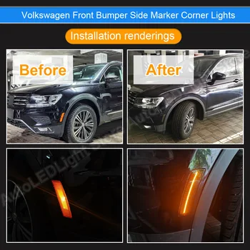 2 BUC PENTRU VW Tiguan 2008-2017 Bara Fata Partea Marker Colț Lumini lentile de Fum lumina de culoarea Chihlimbarului