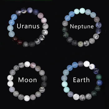 Albastru Original Planetelor din Sistemul Solar Bratari Pentru Femei de oameni iubitor Universul Handmade Pietre de Cristal brățară Elastice Astronomie diy