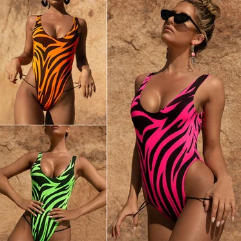 Noua Sexy Tiger Print-O Singură Bucată De Costume De Baie Push Up Costume De Baie Femei Body Decupat Costum De Baie Pe Plajă Uzura Monokini Swimsuit Femei