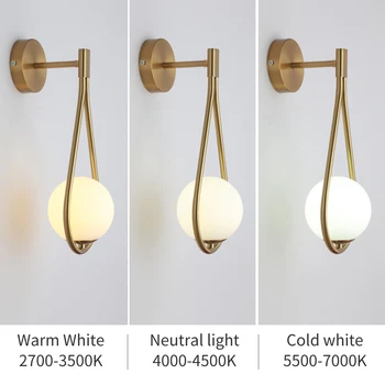 Modernă cu LED-uri Lămpi de Perete Metal Living Lampa de Moda Nordic Noptiera de Sticlă de Lampă de Perete de Decorare Dormitor de Iluminat