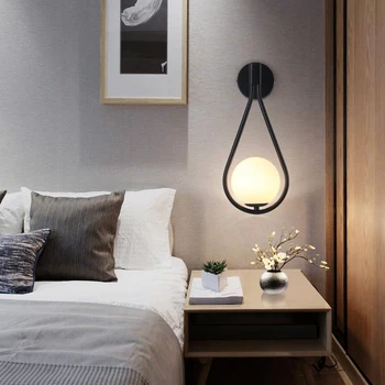 Modernă cu LED-uri Lămpi de Perete Metal Living Lampa de Moda Nordic Noptiera de Sticlă de Lampă de Perete de Decorare Dormitor de Iluminat