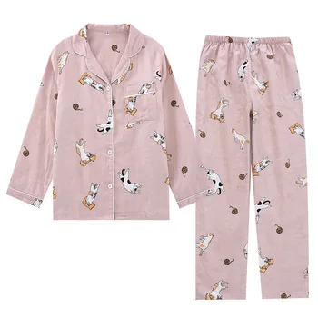 Japoneze primăvara și toamna cupluri bumbac tifon pijamale costum barbati bumbac patru sezoane cu mâneci lungi, pantaloni, serviciu acasă femei