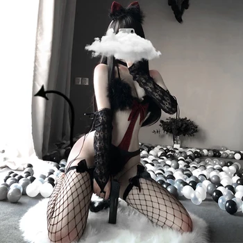 Gotic Tentația De Roleplay Costume Erotic Body Sexy Costum Sexy Pisica Cosplay Negru Sutienul Roșu Set Lenjerie Diavolul Menajera Pentru Femei