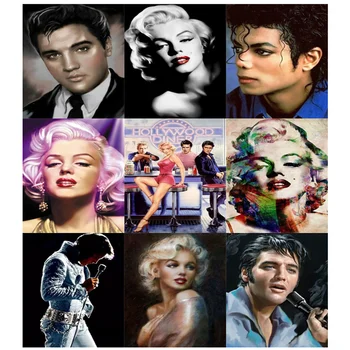 Marilyn Monroe, Elvis Imagine DIY Diamant Pictura Personaje Celebre Plin Pătrat/Diamant Rotund Broderie Imagine De Stras CY