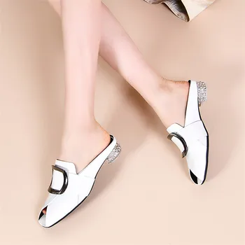 Meotina Femei Pompe Pantofi Piele Pantofi Peep Toe Cu Toc Mic Încălțăminte De Cristal Toc Gros Pantofi Doamnelor De Vară Albastru Marime 43