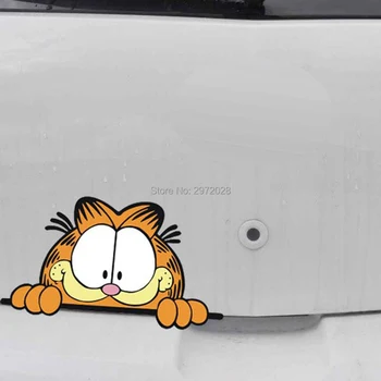 10 x Amuzant, Creativ Masina de Styling Garfield Peering cu ochiul Auto Oglinzi retrovizoare Usi roata de rezerva Sticker Tot Corpul Decal Vinil