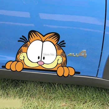 10 x Amuzant, Creativ Masina de Styling Garfield Peering cu ochiul Auto Oglinzi retrovizoare Usi roata de rezerva Sticker Tot Corpul Decal Vinil
