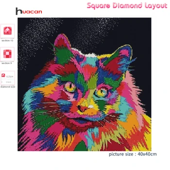 Huacan 5d Diamant Pictura Noii veniți Pisica Camera de zi de Decorare Perete Mozaic Animale Handmade Cadou de Diamant Arta