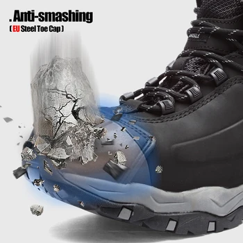LARNMERM Siguranță Pantofi Pantofi de Lucru din Oțel Tep Confortabile din Piele rezistent la apa de Construcții Depozit Fabrica de Pantofi de Protecție