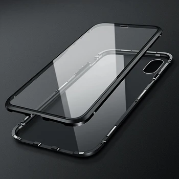 De lux 360 Corp Plin Magnetic Protector Capac Transparent Pentru iPhone XS Max X 8 7 8Plus iPhone-7-8-X carcasă de Sticlă Armura