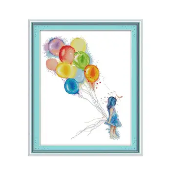 Fetița cu un balon 2 goblen kit aida 14ct 11ct conta imprimare panza broderie manual DIY manual