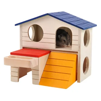 Din Lemn Natural De Lux Pliabil Casa Hamster Hamster Jucarie Hamster Cusca Decor Gerbil Mestecați Jucării Mici Animale De Casa Pentru Hamster