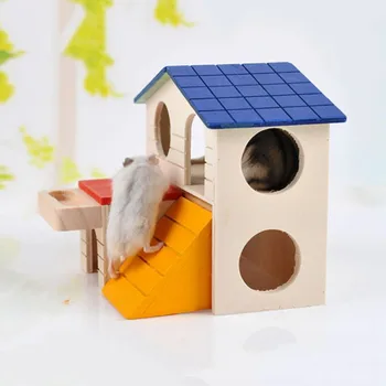 Din Lemn Natural De Lux Pliabil Casa Hamster Hamster Jucarie Hamster Cusca Decor Gerbil Mestecați Jucării Mici Animale De Casa Pentru Hamster